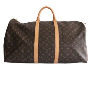 LV Keepall 55 Duffle Travel Gym Bag Brown Auth Monogram Louis Vuitton